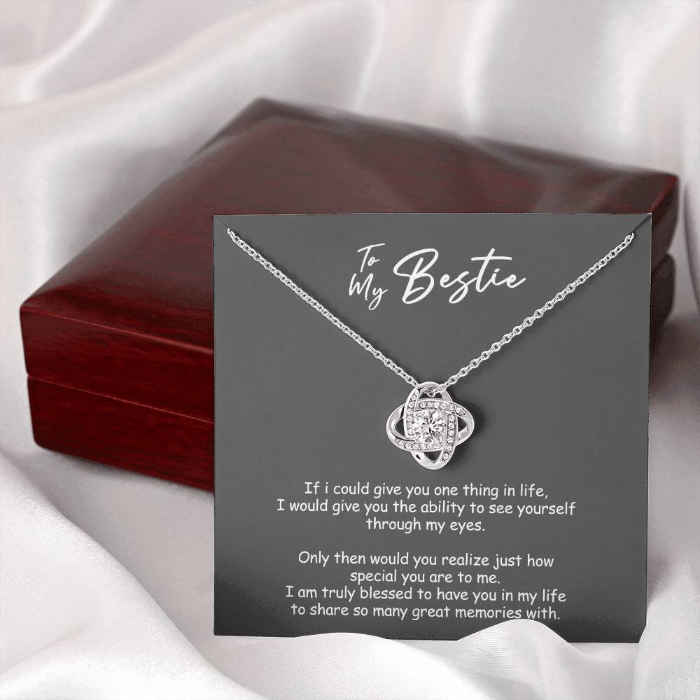 To My Badass Bestie Necklace From Men, Boyfriend, Besttie Gift Necklace, Bestie Wedding Gift Love Knot Pendant, Bridesmaid Gift for Badass Bestie Love Knot Necklace On Valentine's, Anniversary