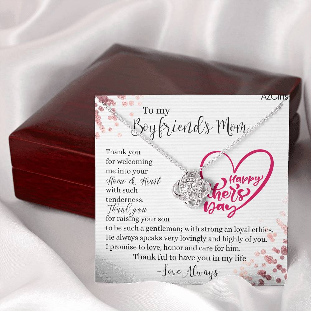 To My Boyfriend's Mom Necklace From Girlfriend, Gift Necklace To Boyfriends Mom, Necklace For Boyfriend's Mom On Mothers Day Birthday Gift Christmas Anniversary, Happy Mother's Day Jewelry For Women