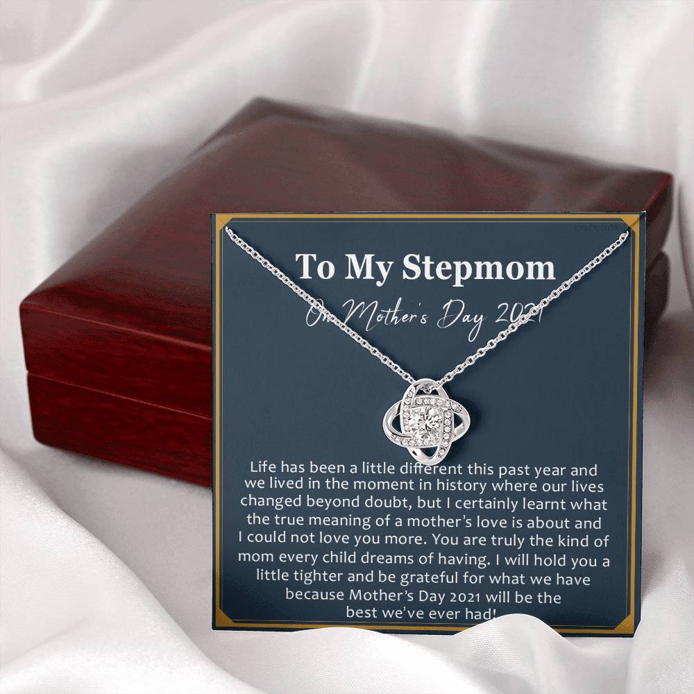 Mothers Day 2026 Gift for Stepmom, To My Step Mom Love Knot Necklace