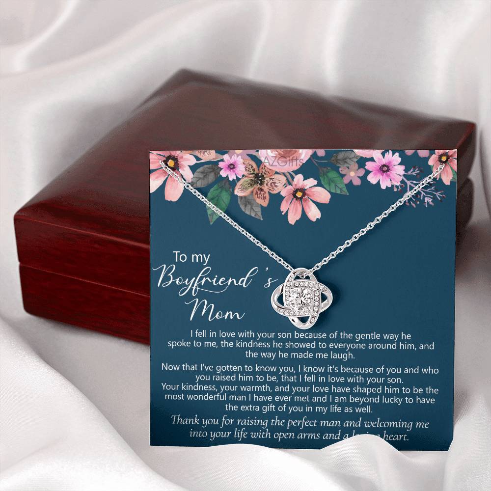 To My Boyfriends Mom Necklace From Girlfriend, Mother And Son Gift Necklace, Gift For Boyfriends Mom Love Knot Necklace Gift For Her, Jewelry For Boyfriend's Mom On Mother's Day Necklace, Christmas