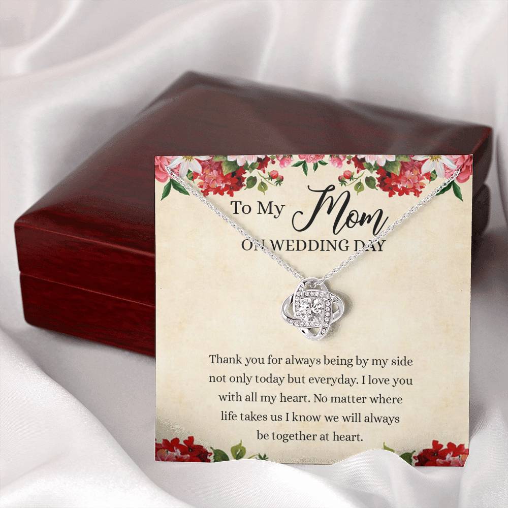 To My Mom Love Knot Necklace Gift for Mom on Wedding Day, Gift Necklace for Mother of The Groom, Gift for Bridesmaid Proposal Gift Necklace, To My Mom Gift Necklace On Wedding Day from Daughter