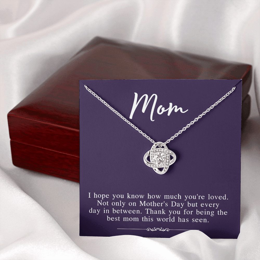 Mothers Day Necklace From Daughter, To My Mom Necklace From Daughter Gifts To Give To Your Mom Beautiful Box, Gift Box Mothers Day, Mom Love Knot Necklace From Daughter, Jewelry Gift For Women