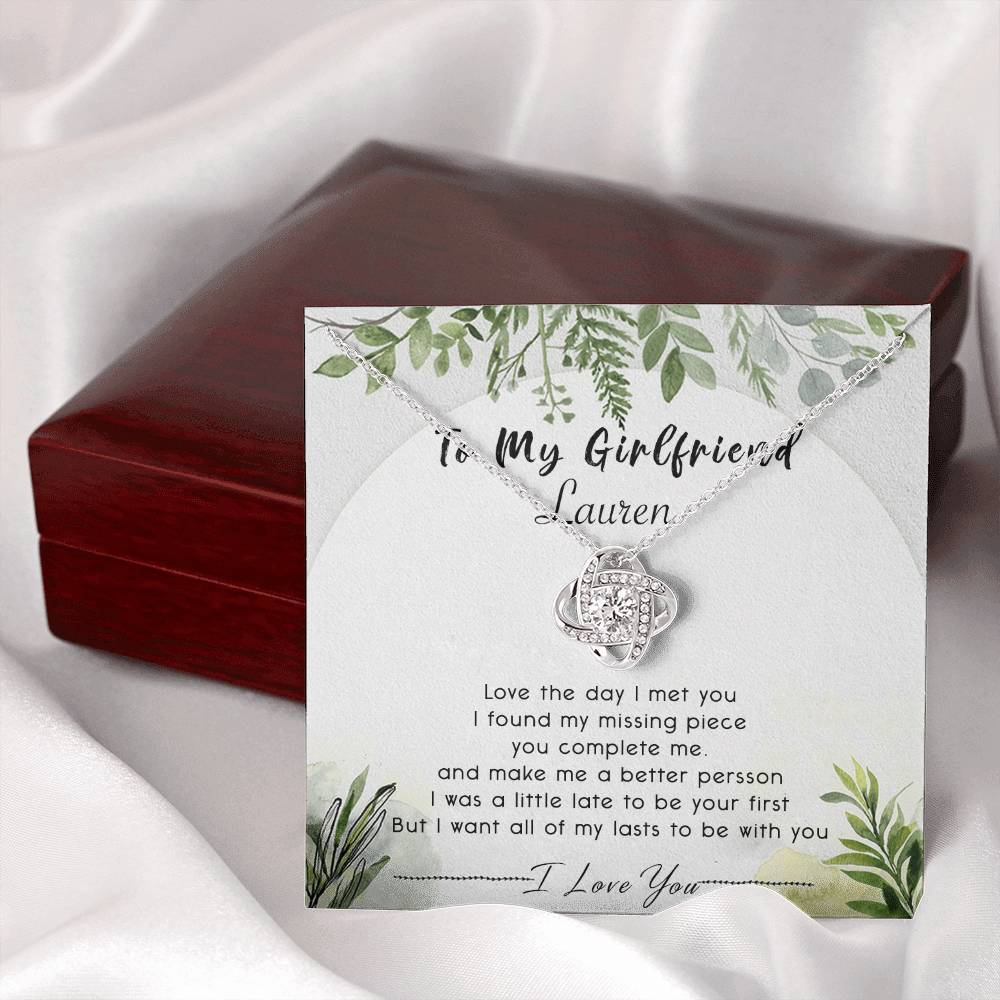 To My Girlfriend Necklace From Boyfriend, Husband, Beautiful Girlfriend Gift Necklace - Jewelry Gift For Girls, Love The Day Love Knot Pendant Gift For Girlfriend, Soulmate Personalize Necklace