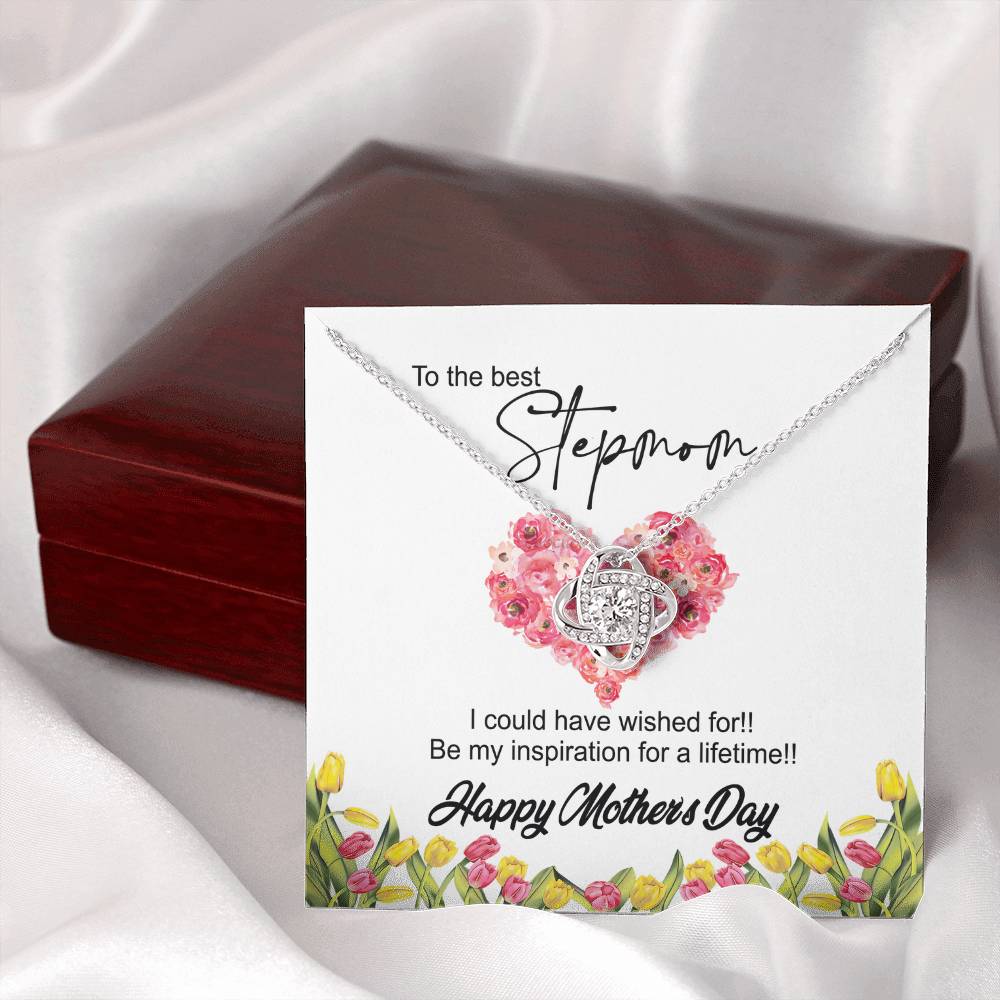 To The Best Stepmon Necklace, Happy Mother's Day Necklace Gift From Daughter, Son To My Step Mom Necklace From Daughter, Stepmom Gift Necklace, Boyfriend's Mom Gift Necklace, Love Knot Gift For Mom