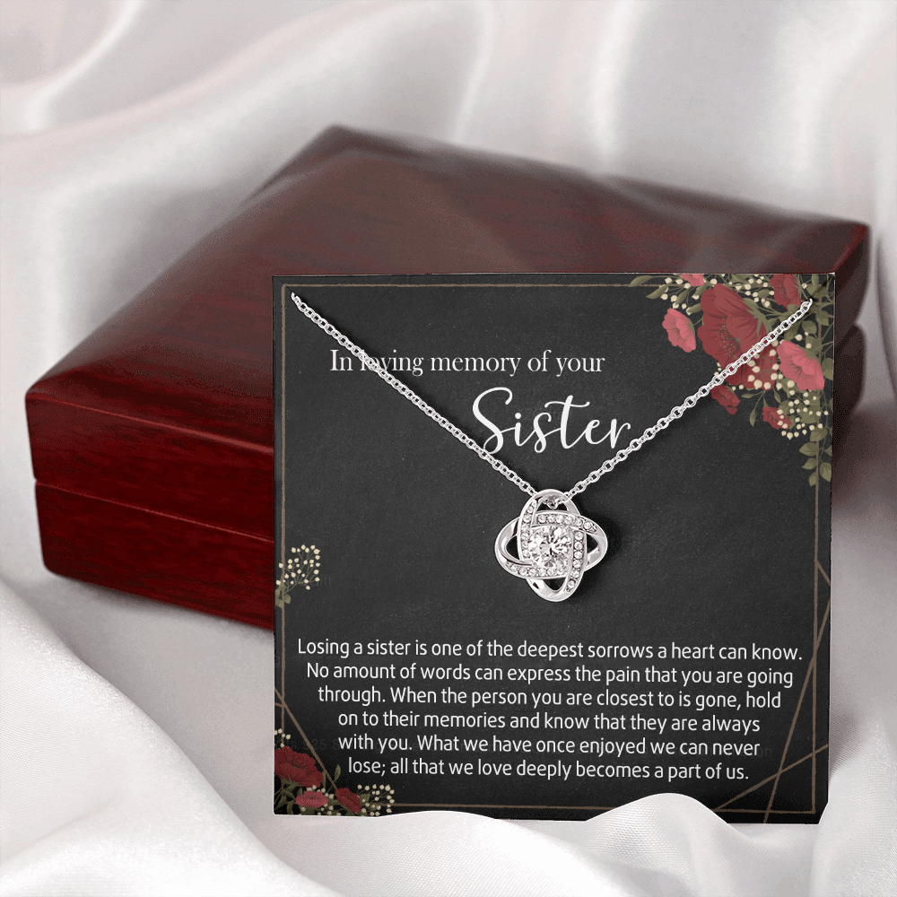 In Loving Memory Of Your Sister Love Knot Necklace, Memorial Gifts Necklace For Loss Of Sister Gift Mother Condolence Gift For Sister Grief Remembrance Gifts for Bereavement Jewelry Gift for Women