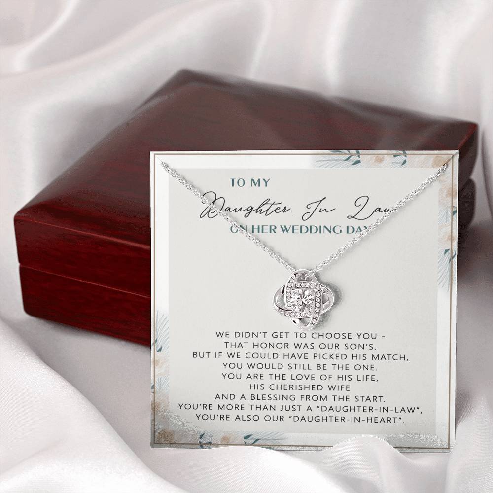 The Love Knot Necklace Daughter,  To My Daughter On Your Wedding Day Necklace From Mom, Bride Gift From Mom, Mother Of The Bride Gift To Daughter, Daughter's Wedding Day Keepsake Gift Unique Gift