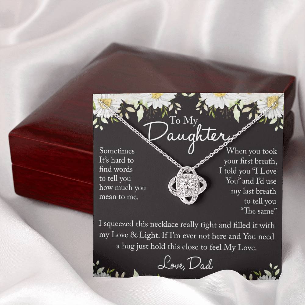 Father And Bonus Daughter Necklace, To My Daughters Necklace, Love Knot Jewelry Gift From Dad Step Dad Mom Step Mom For Birthday, Graduation Gift, Thanksgiving and Christmas, Jewelry Gift For Girls