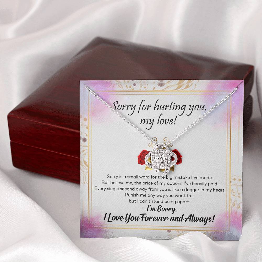 To My Girlfriend Necklace From Boyfriend, Husband, Sorry For Hurting You, My Love Knot Necklace With Message Card, I'm Sorry Gift Necklace For Soulmate, Wife On Valentine Day Gift For Wife, Soulmate