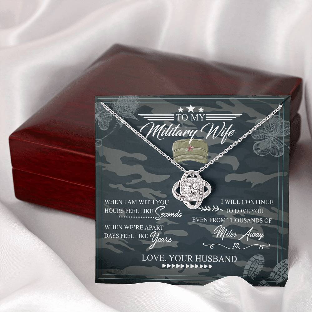 Military Wife Gift Necklace, Husband And Wife Love Knot Necklace, To My Military Wife Necklace From Husband - Veteran Necklace Gift For Wife, Jewelry Gift For Women, Soulmate Gift Necklace