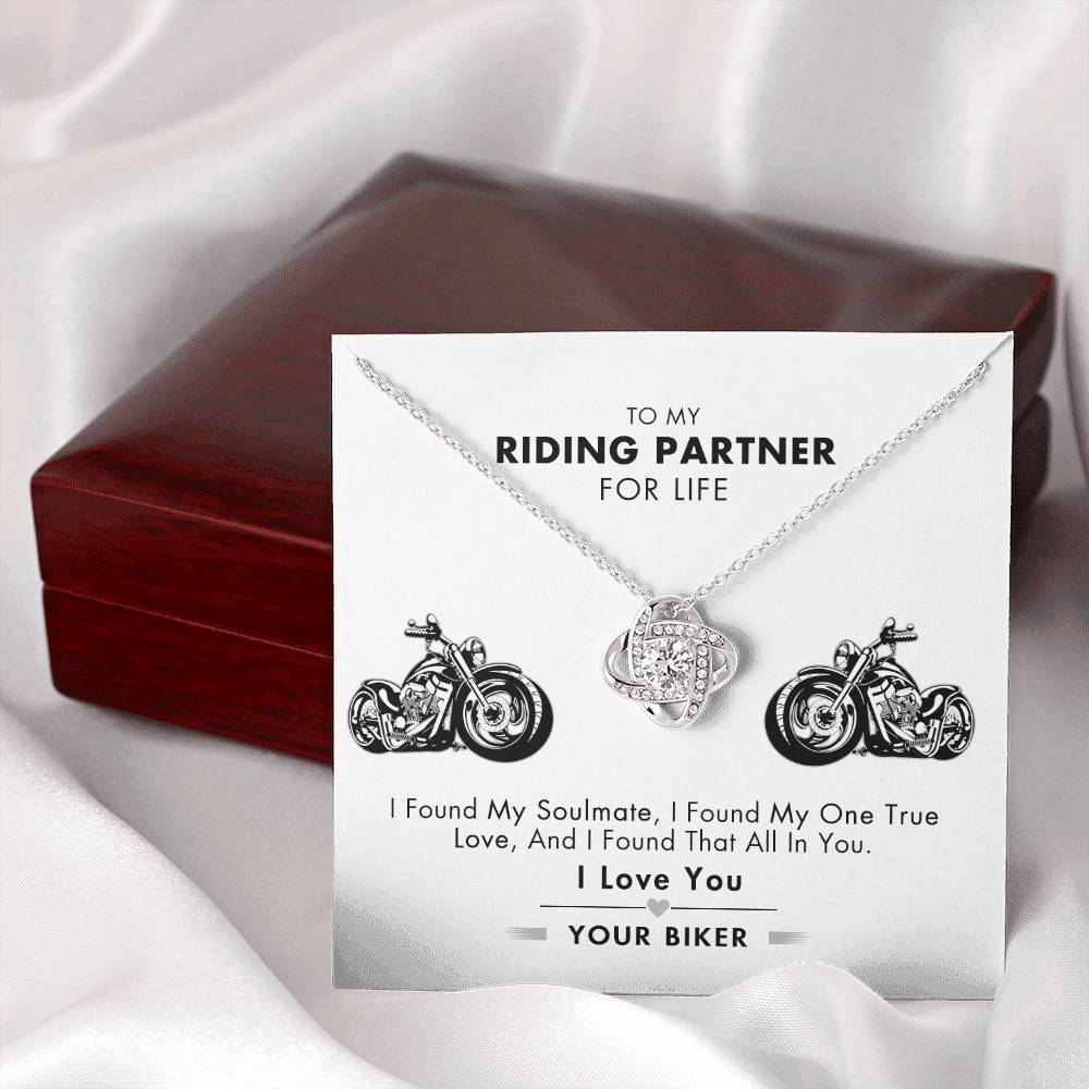 Customized Gift Necklace, To My Riding Partner For Life Necklace Gift From Husband Love Knot Necklace And Message Card Gift Box For Riding Partner For Life Jewelry Pendant Gift For Women Soulmate