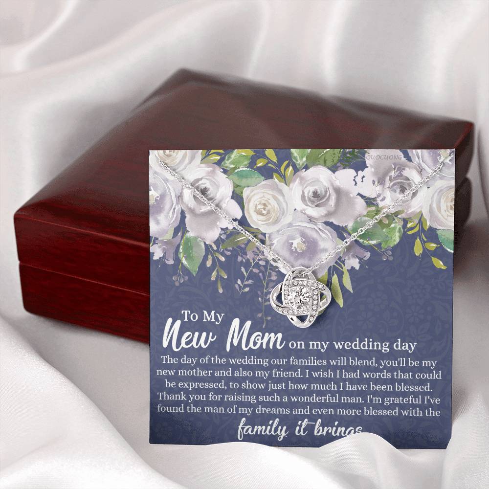 New Mom Necklace - To My New Mom Love Knot Necklace Gift From Daughter, My Wedding Day Necklace Gift For Mom, Wedding Mom Gift Necklace From Daughter, New Mom On My Wedding Day Gift Necklace For Mom