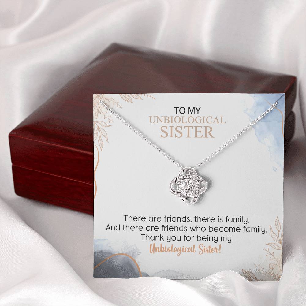 To My Unbiological Sister Love Knot Necklace Gift From Sister, Brother, Best Friend, Sister Gift Love Knot Pendant, Sister Remembrance Gift Necklace, Sister Keepsake Gift For Unbiological Sister