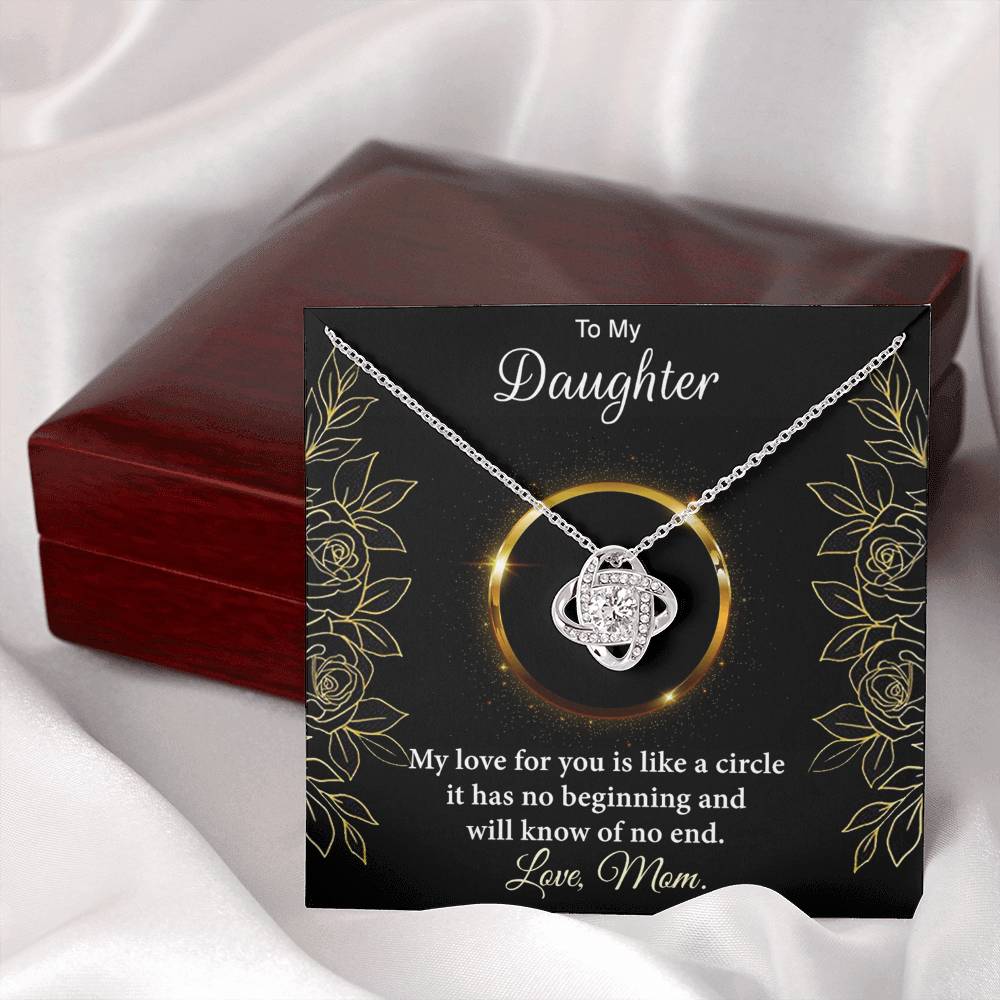 Personalized Gift Necklace For Daughter, Custom Card Gift For Daughter, To My Daughter Love Knot Necklace Gift From Mom, My Love For You Necklace, Love Knot Jewelry Gift For Daughter Birthday