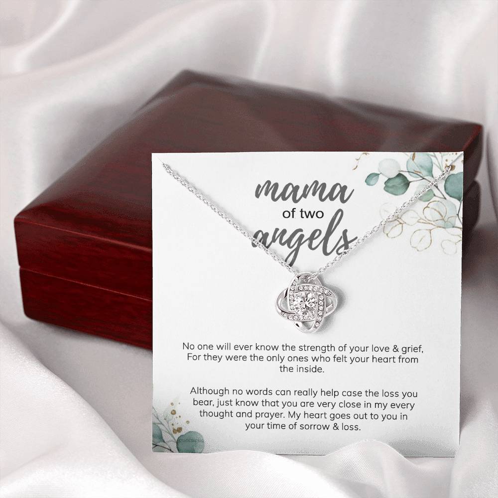 Mama Love Knot Necklace, Mama Of Two Angels Necklace From Daughter, Love And Grief Necklace Gift For Mom, Mother's Day Necklace Gift For Mom, Jewelry Gift For Mom From Daughter Gift Necklace To Mom