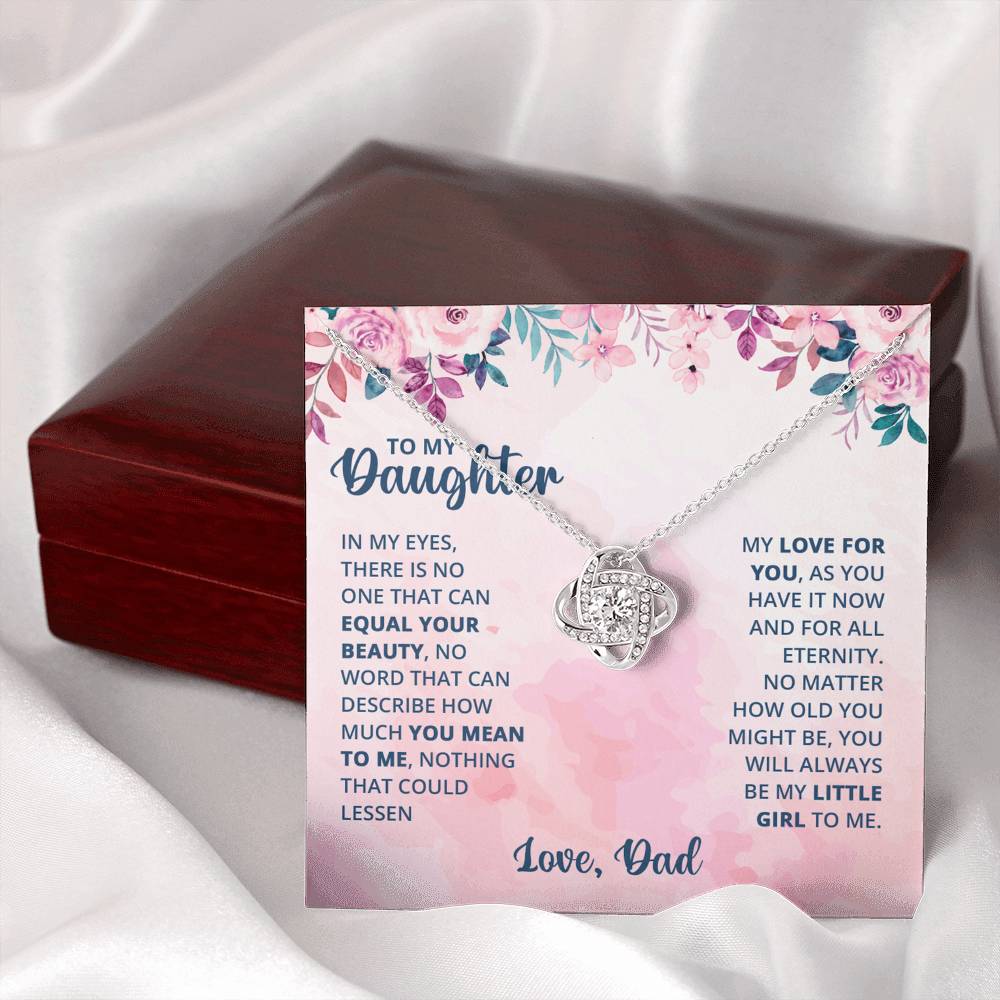 Father To Daughter Gifts Necklace From Dad, Father And Daughter Love Knot Necklace, To My Daughter Necklace From Daddy On Graduation, Birthday, Valentines, Christmas For Daughter Beautiful Girl