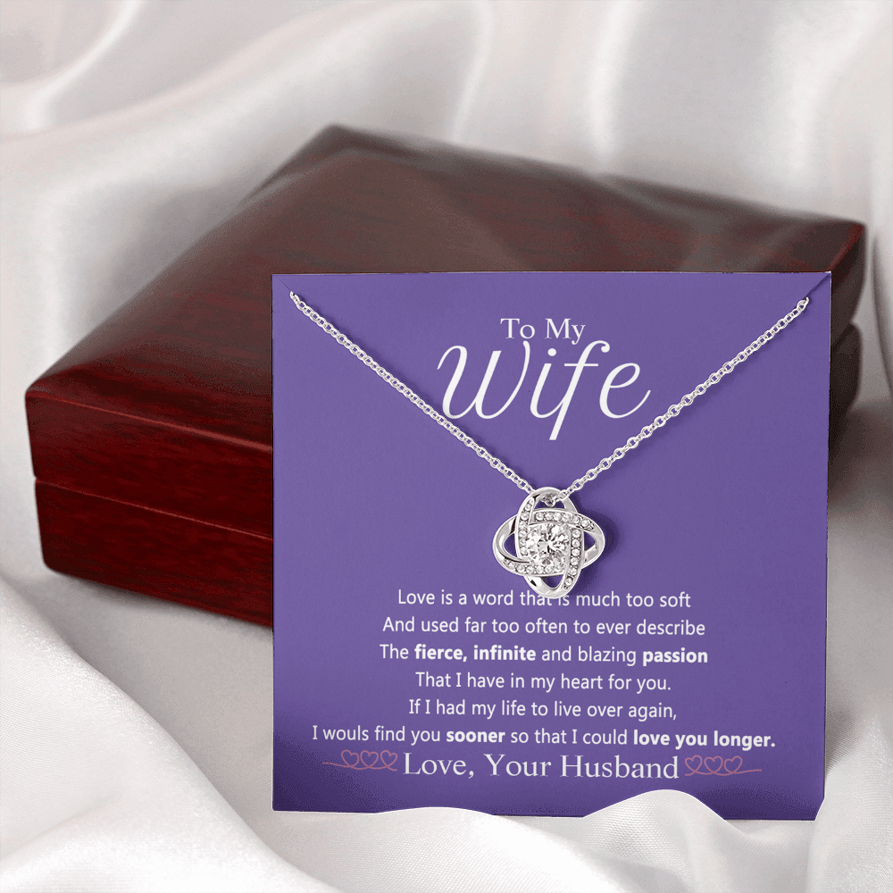 Wife Gift Necklace From Husband, To My Wife Necklace, Wife Love Knot Necklace From Husband, Jewelry Gift For Women Badass Wife Gift Necklace Soulmate Necklace Gift From Men Love You Longer Necklace