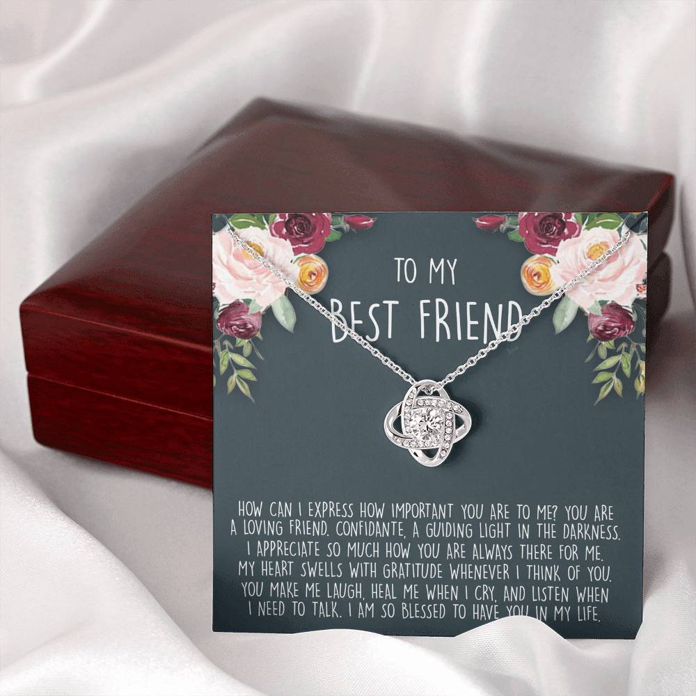 To My Best Friend Gift Necklace From Friend - BFF Gift Necklace, Gifts Pendant For BFF, Love Knot Necklace Gift For Friend, BFF With Message Card and Gift Box Necklace On Birthday, Anniversary