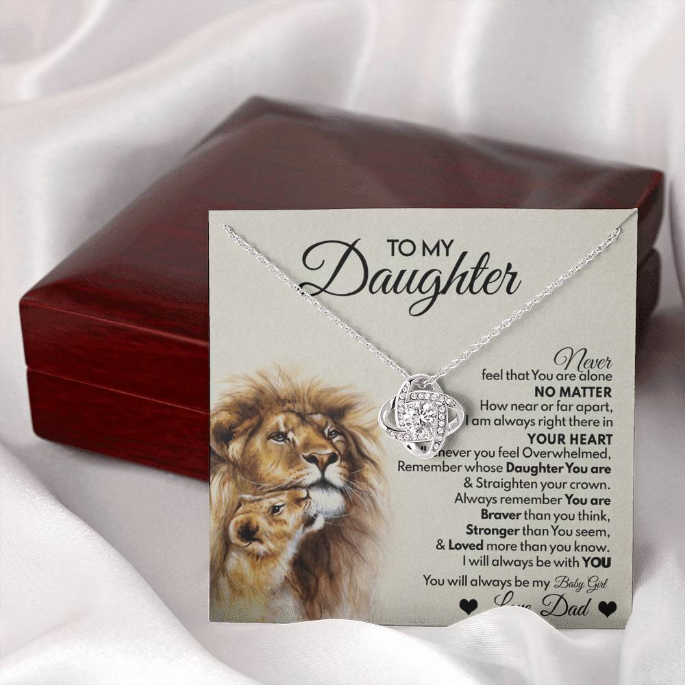 Daughter Gifts Necklace From Dad, To My Daughter Lion And Necklace Gift On Birthday Gift Graduation Gift for Daughter From Dad, Father Daughter Jewelry Gift For Girls, Little Girl Necklace