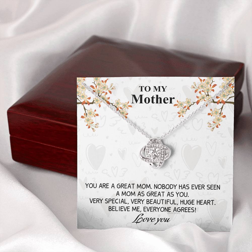 Great Mom Necklace, To My Mother Necklace From Daughter, The Love Knot Necklace Gift For Mom, Jewelry Gift For Women, Mother And Daughter Gift Necklace I Love You From Daughter To Mom Pendant