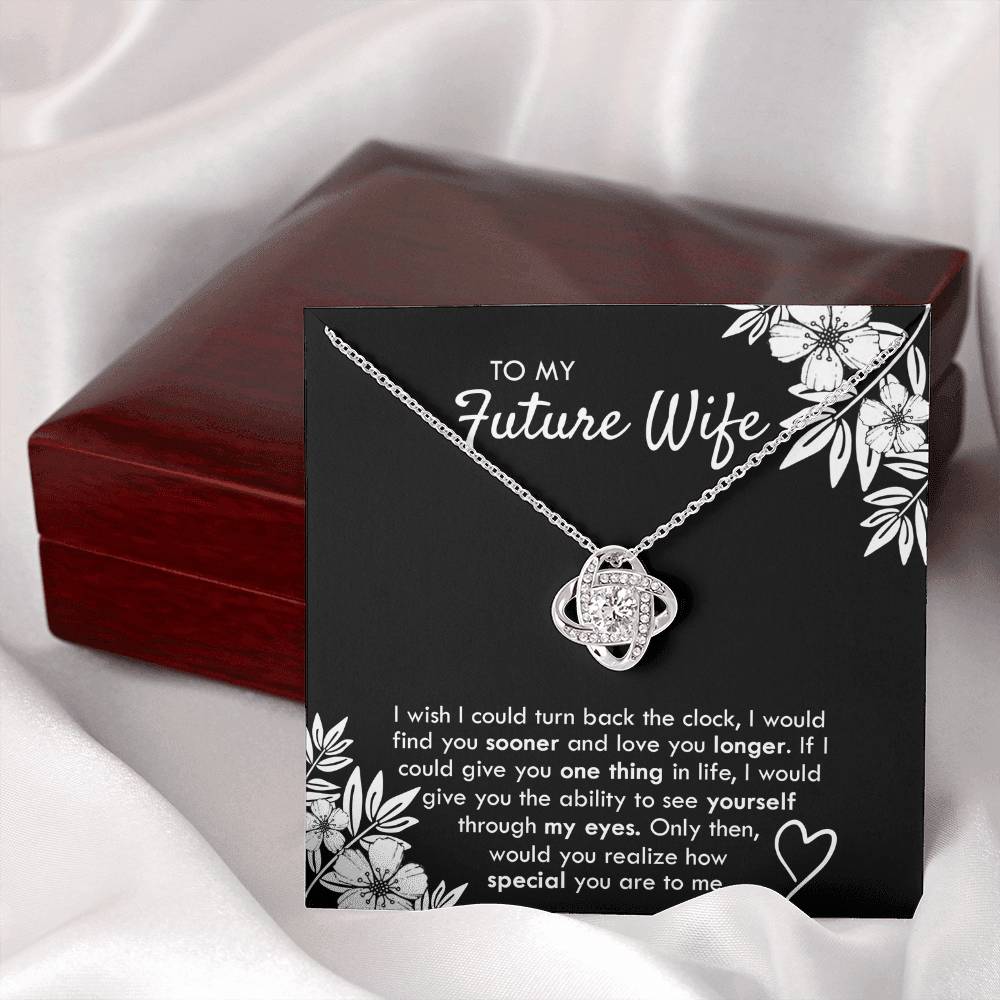 To My Future Wife Necklace From Husband, Necklace with Message Card and Gift Box For Wife, Future Wife Gift Necklace, Husband To Wife Gift Love Knot Pendant Gift From Men, Jewelry Gift For Women