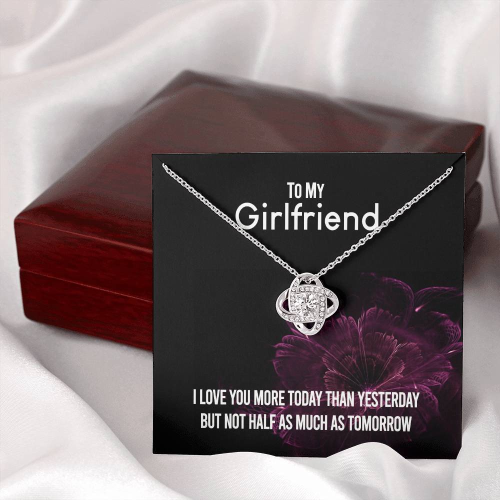 To My Girlfriend Necklace Romantic Girlfriend Birthday Gifts for Girlfriend From Boyfriend, Husband, Girlfriend Gift Necklace - Jewelry Gift For Girls, Love Knot Pendant Gift For Girlfriend, Soulmate