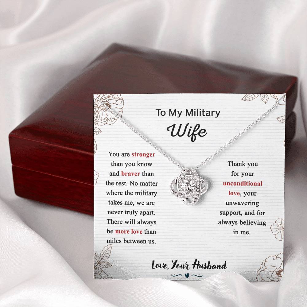 Military Wife Gift Necklace, Husband And Wife Love Knot Necklace, To My Military Wife Necklace From Husband - Necklace Gift For Wife, Jewelry Gift For Women, Soulmate Gift Necklace From Fiancee