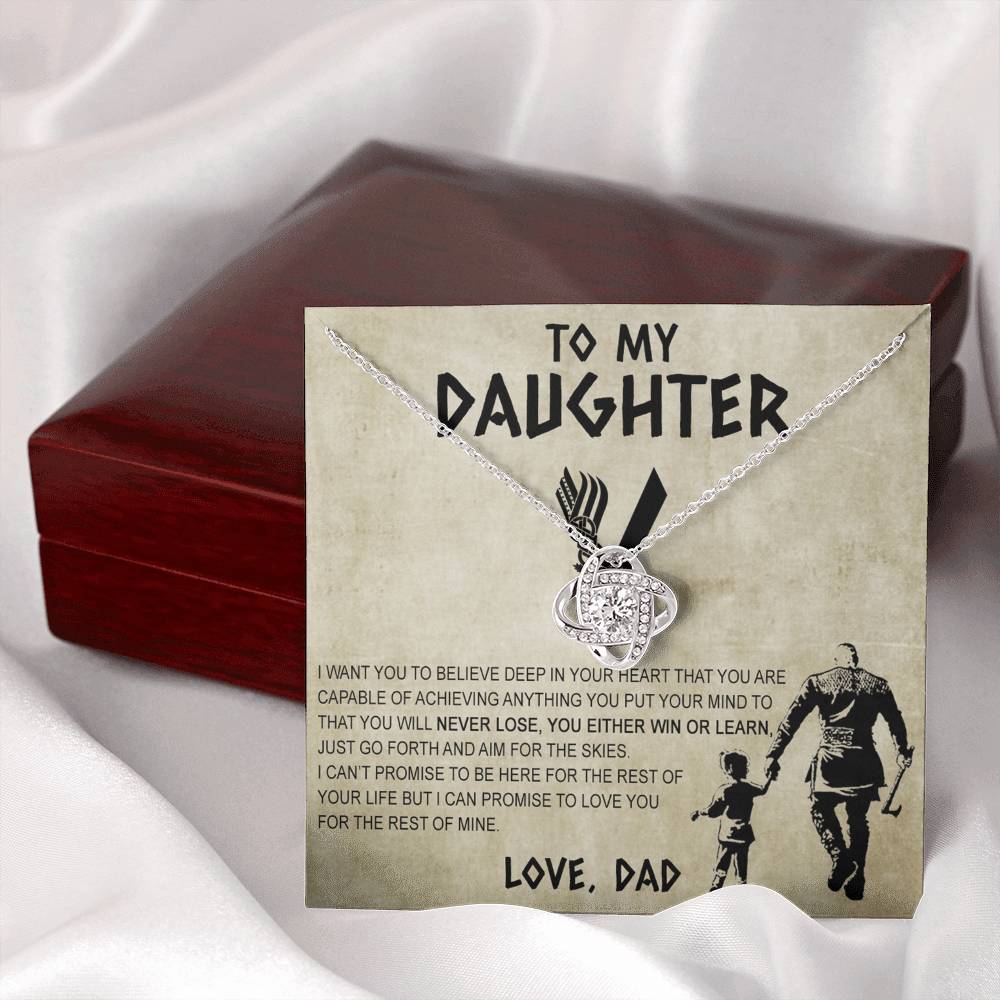 Father To Daughter Gifts Necklace From Dad, Father Daughter Viking Necklace, To My Daughter Necklace From Daddy On Graduation Gift, Birthday, Anniversary, Christmas For Badass Beautiful Girls
