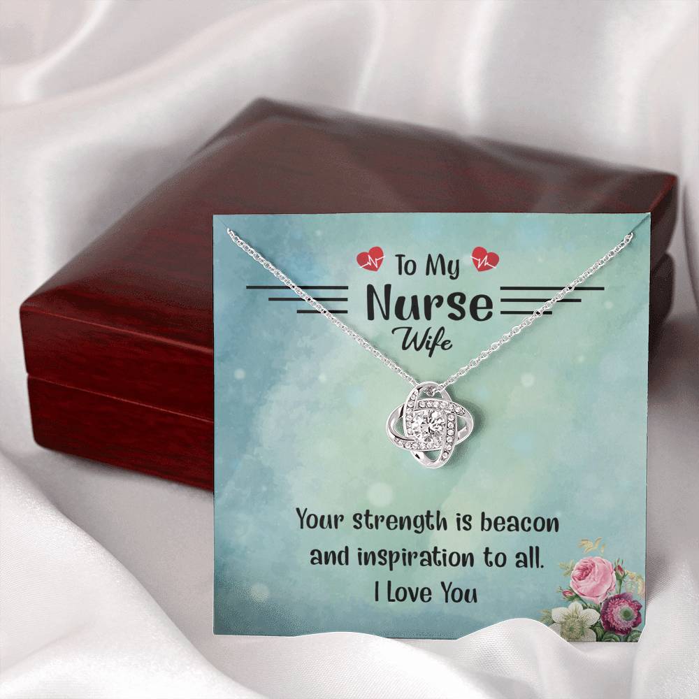 To My Nurse Wife Necklace From Husband, Strength Is Beacon Necklace Husband And Wife Love Knot Pendant, Nurse Wife Gift Necklace, Nurse Wife Jewelry Gift For Women, Nurse Soulmate Gift Necklace