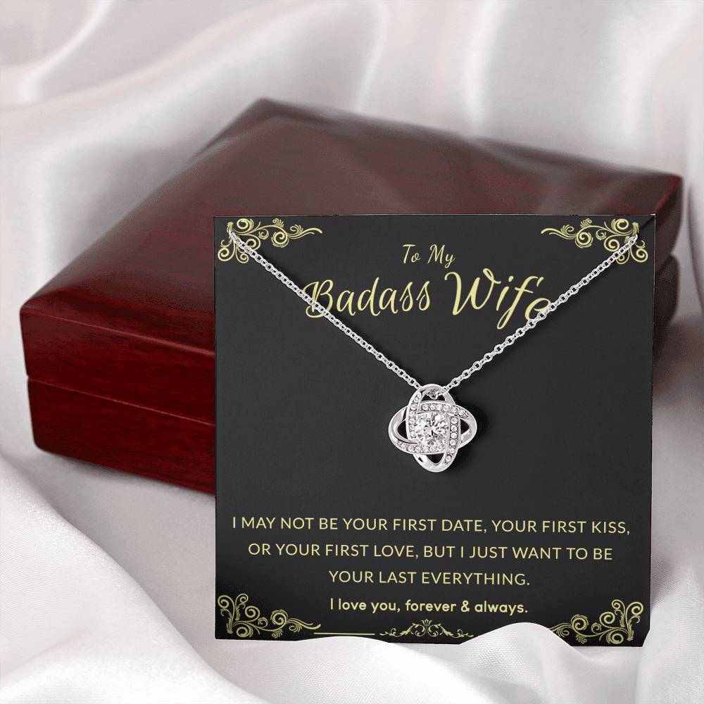 To My Badass Wife Necklace From Badass Husband, Gifts Necklace Husband To Wife Love Knot Pendant, Jewelry Gift For Women, My Wife Love Knot Necklace Gift For Badass Wife Soulmate Necklace Gift Wife