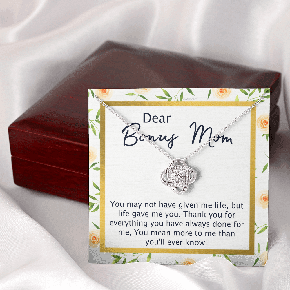 To My Bonus Mom From Bonus Daughter, Mother Daughter Necklace Gift For Her, Thank You For Everything Dear Bonus Mom, Step Mom Gift Necklace On Mother's Day, Anniversary, Birthday, Jewelry For Women