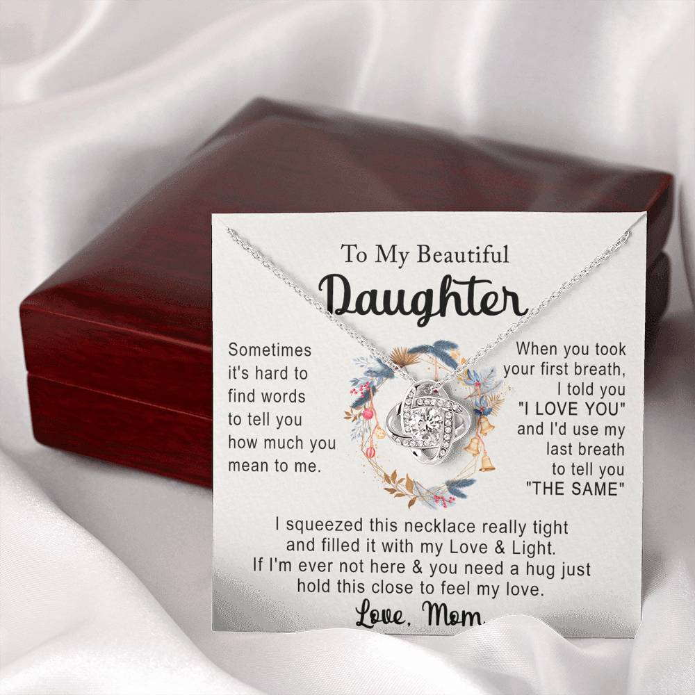 Personalized Necklace With Message Card And Box, Jewelry Custom Card For Daughter, To My Beautiful Daughter Necklace From Mom, Mother To Daughter Pendant From Mom Jewelry Gift For Girls