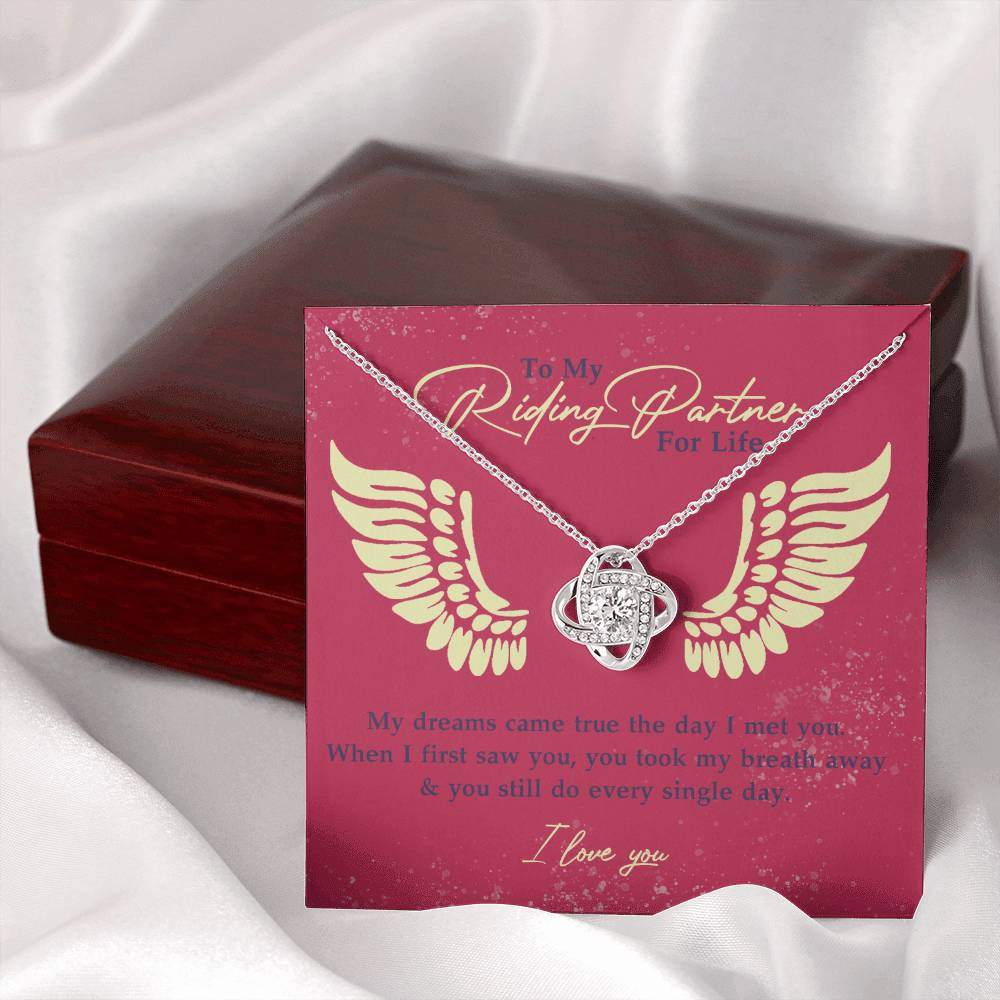 To My Riding Partner for Life Necklace From Husband, Boyfriend, Biker Wife Motorcycle Love Knot Necklace, Jewelry For Women Gift Necklace for Her Romantic Girlfriend Gift Necklace Message Card