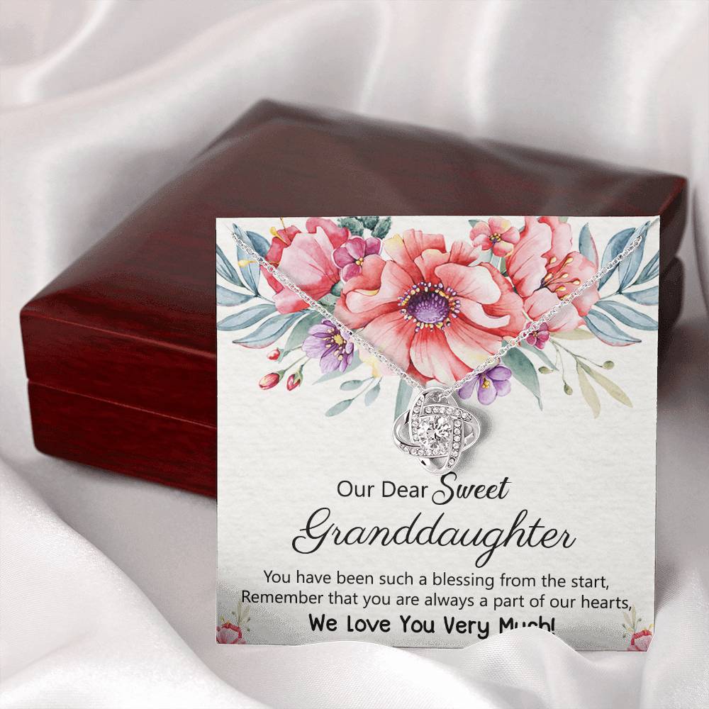To Our Granddaughter Necklace from Grandma Grandpa, Love Knot Necklace Gift for Granddaughter, Necklace For Her, for Granddaughter Jewelry Gift For Girls On Birthday, Graduation Gift, Christmas