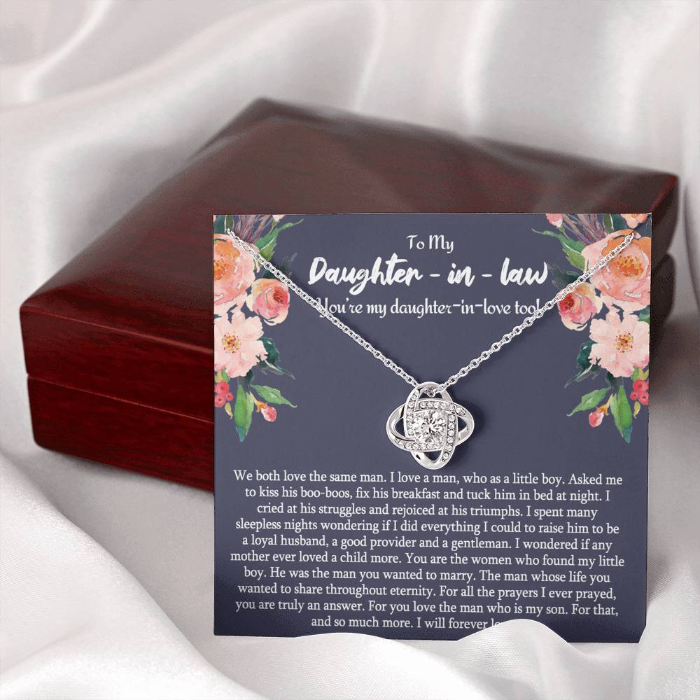 Daughter in Law Gifts Necklace From Mother in Law To My Bonus Daughter in Law Pendant From Mom, Mother Jewelry with Message Card and Gift Box Surprise Gift for Daughter in Law, Daughter in Law Gift