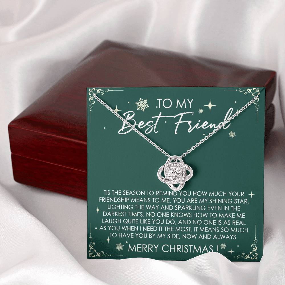 To My Best Friend Love Knot Necklace From Friend, Jewelry Gift For Friend, Merry Chirstmas Necklace Gift For Friend, BFF Gift Necklace, Best Friend Gift Necklace On Birthday, Anniversary, Christmas