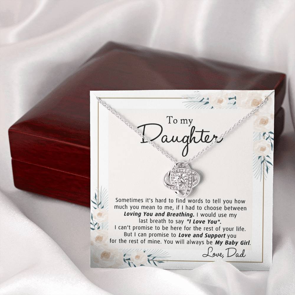 To My Daughter Gift Necklace From Dad with Message Card and Gift Box for Daughter Gift Necklace, Father And Daughter Gift Jewelry For Girls, Little Girl Necklace Loving You And Breathing Jewelry