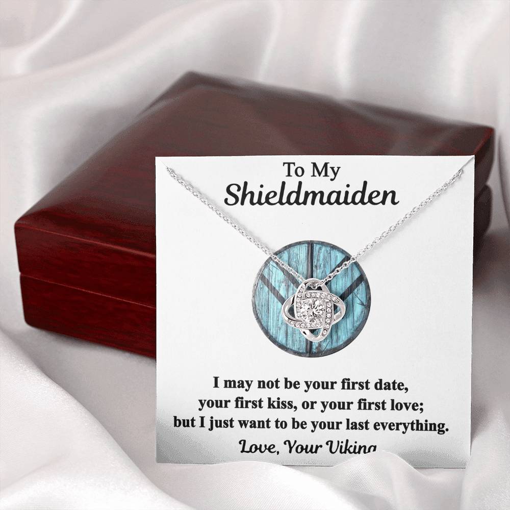 To My Shieldmaiden Necklace From Your Viking - Love Knot Pendant Gift From Wife, Fiancee, To My Shiedmaiden Love Knot Necklace Gift With Message Card and Gift Box, Jewelry Gift Ideas For Women