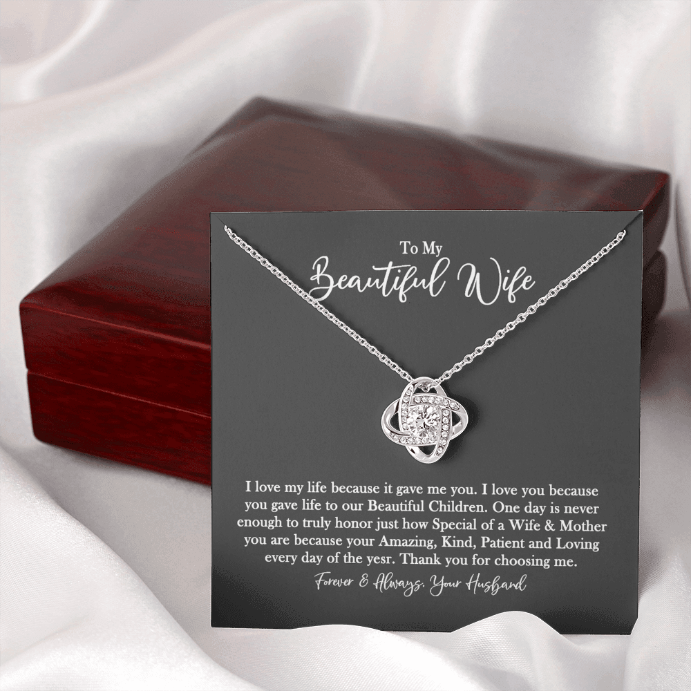 To My Beautiful Wife Necklace From Husband Valentines Day Necklace Gift For Wife, Soulmate Gift Necklace Personalized Gift Jewelry For Women, Romantic Gift Necklace, Because It Gave Me You Necklace