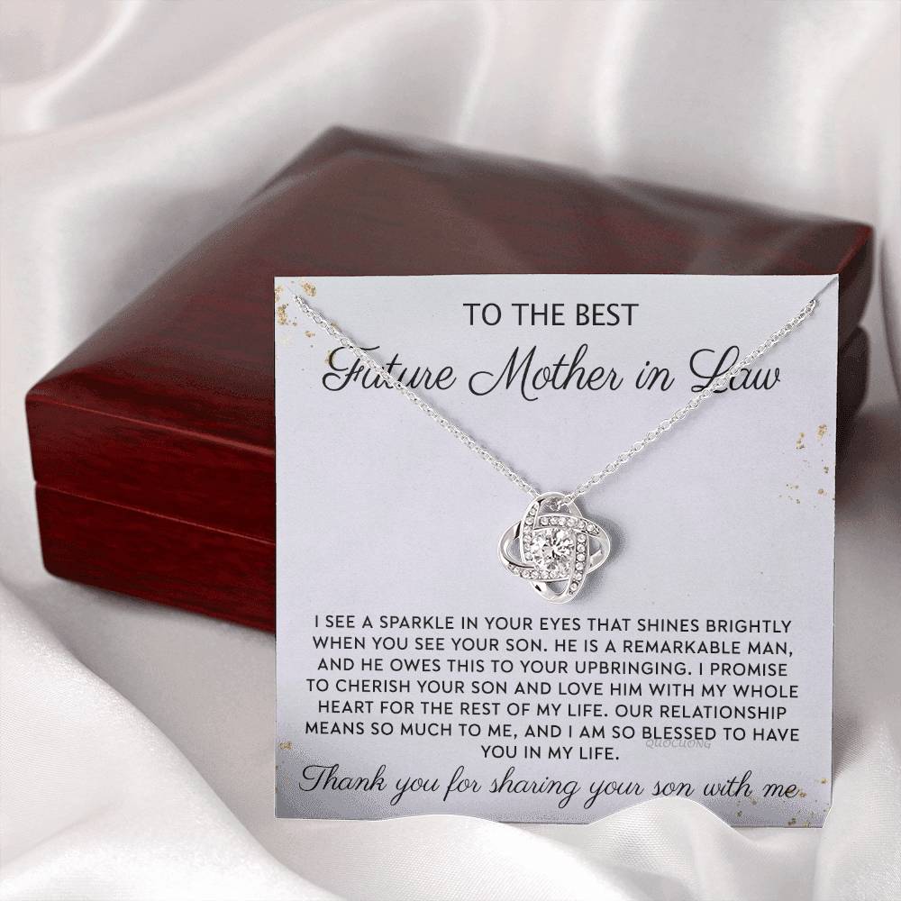 Future Mother In Law Necklace, To The Best Future Mother In Law Necklace From Son, Mother of the Groom Gift Necklace From Bride Wedding Gift Love Knot Pendants from Bride, Jewelry Gift For Women