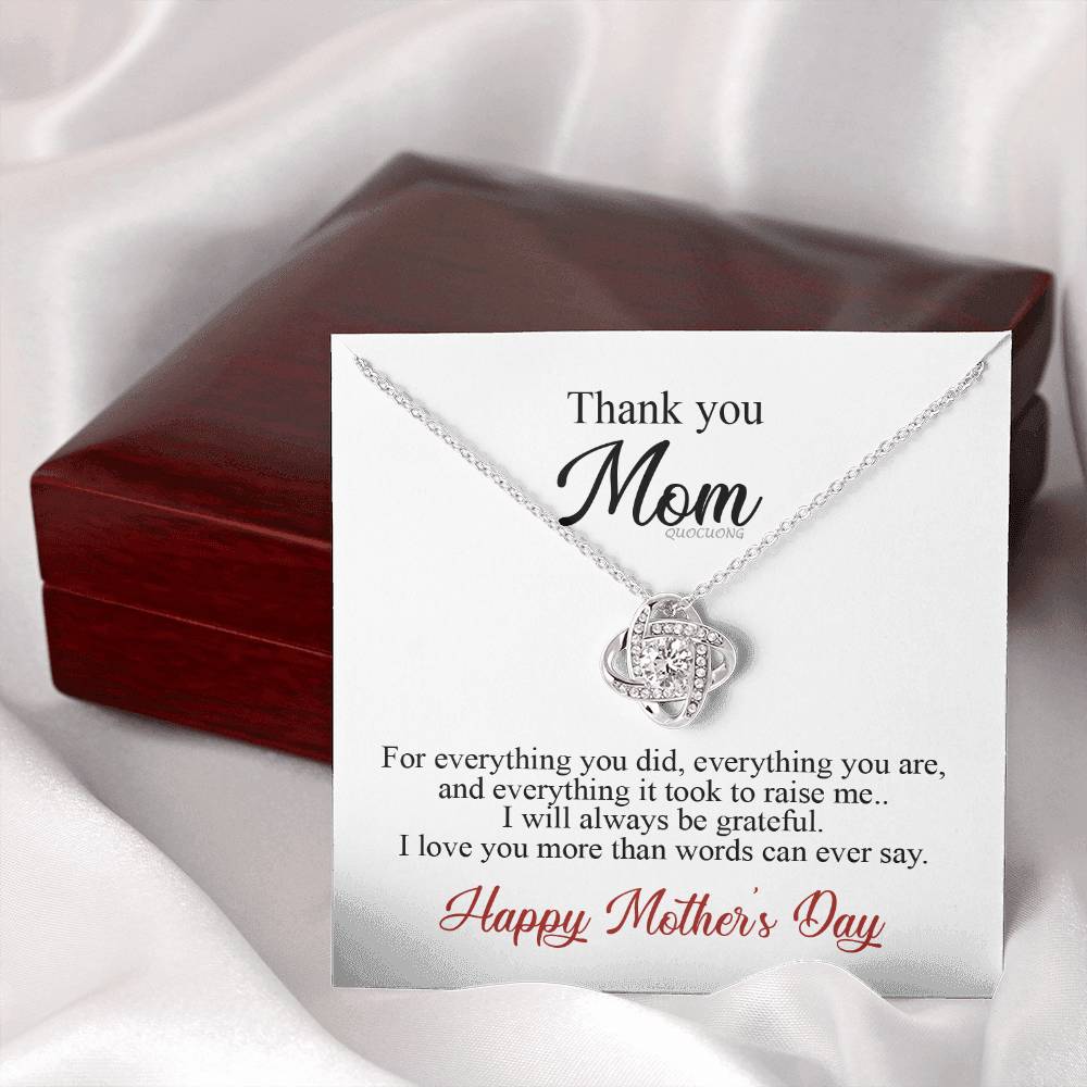 Thank You Mom Necklace Gift For Her, Happy Mother And Daughter Gift Necklace, To My Mom Necklace From Daughter, Thank You Card Gift For Mom On Mother's Day, Anniversary Necklace Gift For Her