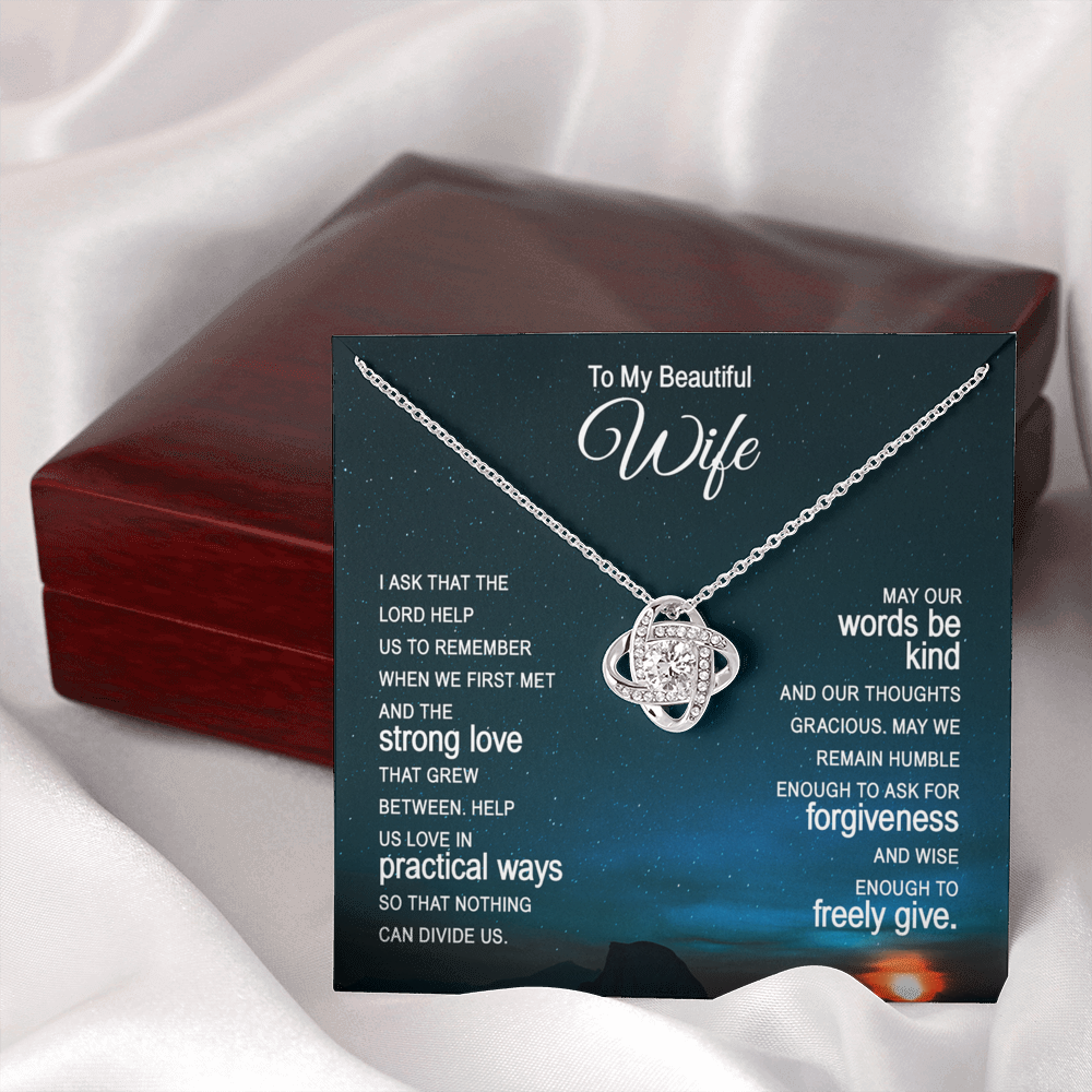 Beautiful Wife Gift Necklace, To My Wife Necklace From Husband, Wife Love Knot Necklace From Husband, Jewelry Gift For Women Badass Wife Gift Necklace, Soulmate Gift Necklace, Strong Love Pendant