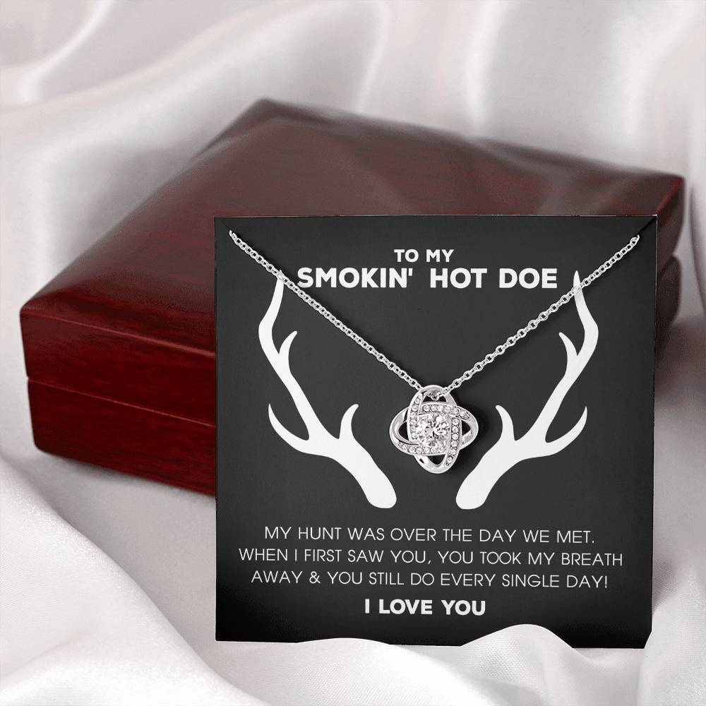 To My Smokin' Hot Doe Necklace From Husband, Jewelry Gifts For Women, My Wife Love Knot Pendant Gift For Soulmate, Personalized Gift Necklace for Smokin Hot Doe Future Wife Soulmate Girlfriend