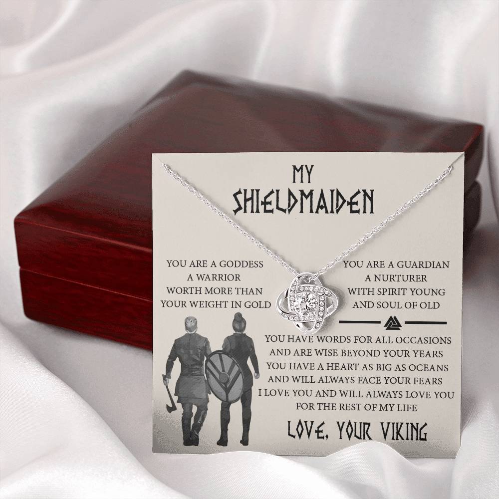 Shieldmaiden Gift Necklace, Viking Jewelry For Women, Love Knot Necklace Gifts For Her, Wife, Future-Wife, Soulmate, Girlfriends, Fiance From Him Husband, On Mother's Day, Birthday, Anniversary