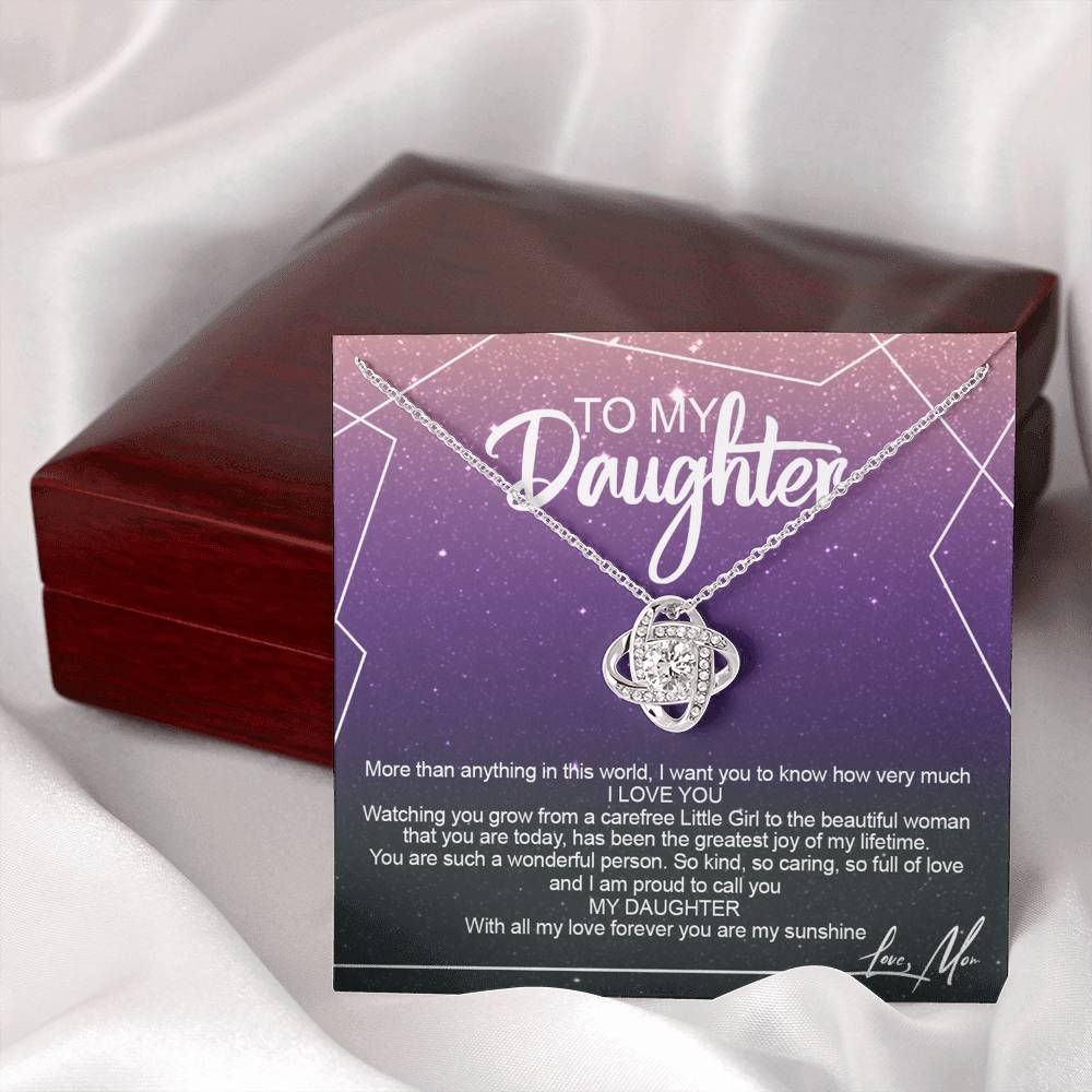 To My Daughter Necklace Gift from Mom or Dad, Sentimental Gift for Her, Daughter Gift On Birthday Gift, Graduation Gift Message Card and Gift Box styles To Daughter, Jewelry Gift For Little Girls