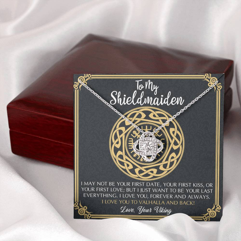Personalized Gift Necklace, To My Shieldmaiden Necklace From Viking, I Love You to Valhalla and Back Viking Necklace Jewelry Gift For Women Wife Girlfriend Anniversary Customized Message Card