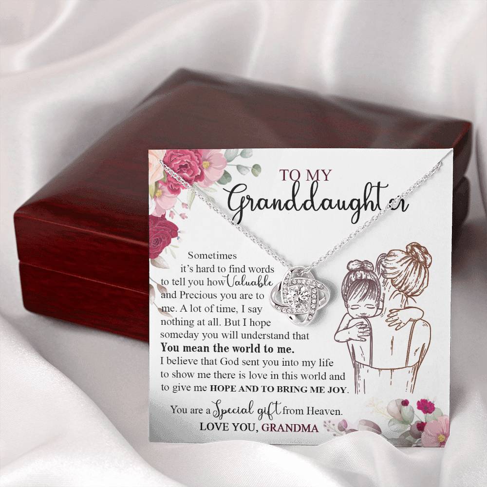 Granddaughter And Grandma Necklace, Jewelry Gift Necklace For Granddauhter - To My Granddaughter Necklace From Grandma, Love Knot Necklace For Granddaughter, Special Necklace From Heaven Necklace
