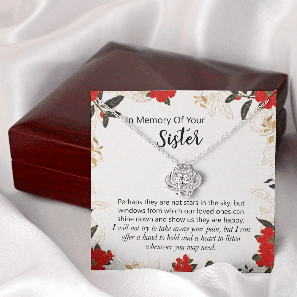 In Memory Of Your Sister Love Knot Necklace Gift For Sister, Sympathy Loss Of Sister Necklace, Memorial Gift Pendant For Loss Of Sister, Sympathy Gift Loss Of A Sister, Jewelry Gift for Women
