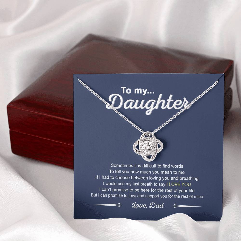 To My Daughter Love Knot Necklace From Dad, Father And Daughter Love Knot Pendant Gift For Daughter From Daddy To Daughter Love Knot Jewelry Gift For Girls, Love And Support Necklace For Daughter