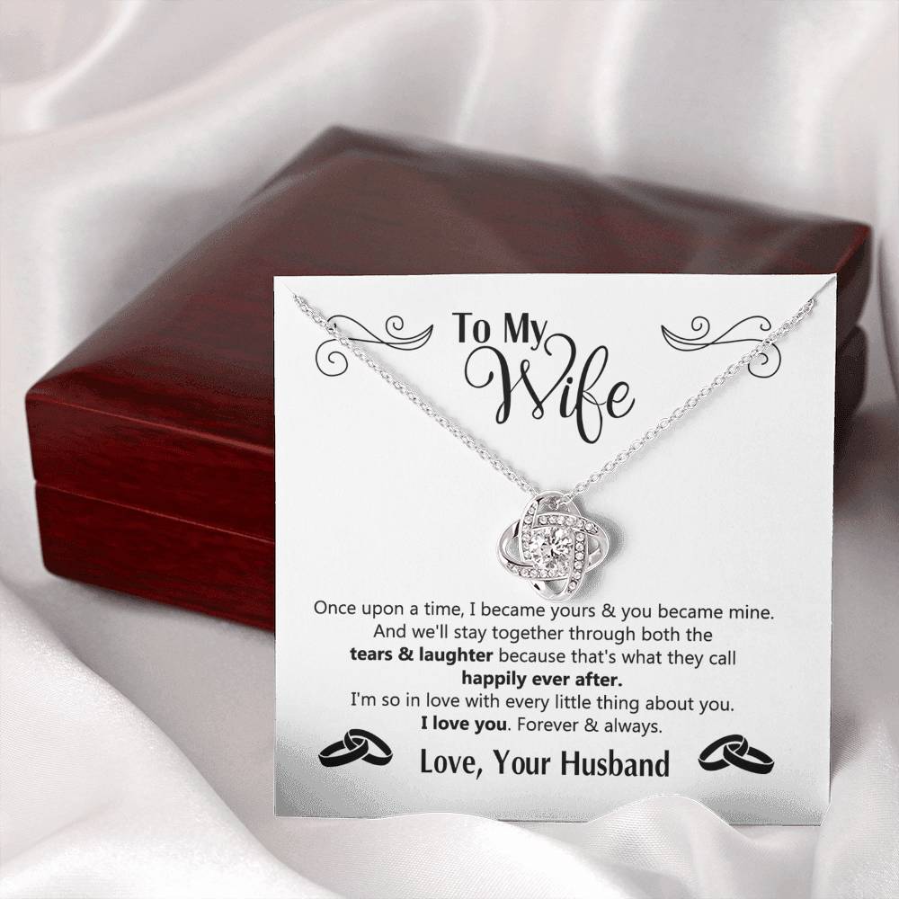 To My Wife Necklace Gift From Husband, Love Your Husband Love Knot Necklace Gift For Wife Soulmate Gift Necklace Girlfriend Husband To Wife Love Knot Pendant Jewelry Gift For Women, Woman Necklace