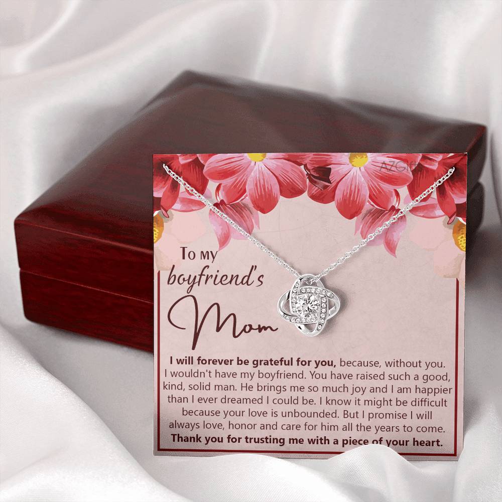 To My Boyfriend's Mom Necklace From Girlfriend Mom, Boyfriends Mom Love Knot Necklace, Boyfriend's Mom Gift Necklace, Boyfriend's Mom Gifts Necklace On Mother's Day, Xmas Present Jewelry For Women